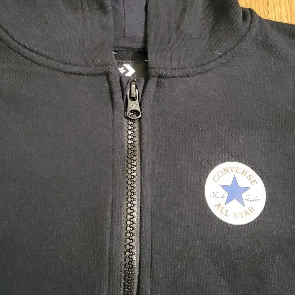 Converse Chuck Taylor Kids Jacket Hoodie Black White Club Fleece Size 6 Unisex